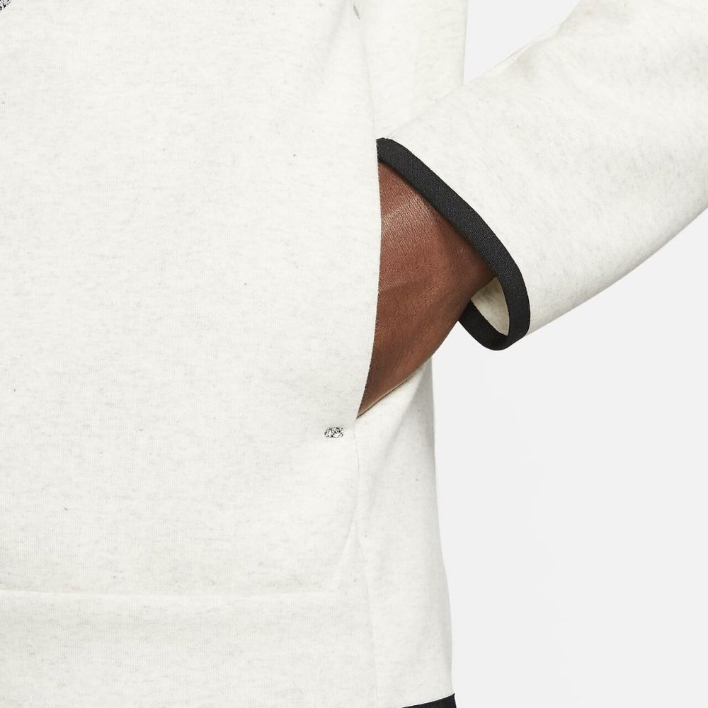 Nike Sportswear Tech Fleece Hoodie White Heather Grey Black DD4688-100 M… - Picture 2 of 11